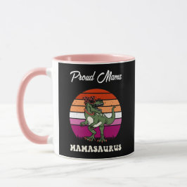 Mamasaurus Funny Dinosaur auf Lesbian Flag Sunset Tasse