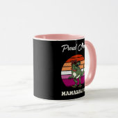 Mamasaurus Funny Dinosaur auf Lesbian Flag Sunset Tasse (VorderseiteRechts)