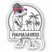 Mamasaurus Mama T rex Dino Funny Individuelle Name Aufkleber (Vorderseite)