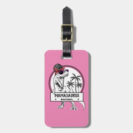 Mamasaurus Mama T rex Dino Funny Individuelle Name Gepäckanhänger (Vorderseite vertikal)