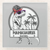 Mamasaurus Mama T rex Dino Funny Individuelle Name Glasuntersetzer (Vorderseite)
