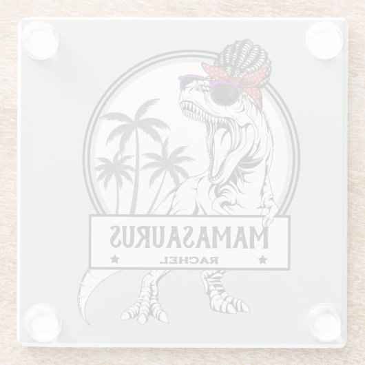 Mamasaurus Mama T rex Dino Funny Individuelle Name Glasuntersetzer (Rückseite)