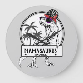 Mamasaurus Mama T rex Dino Funny Individuelle Name Große Wanduhr