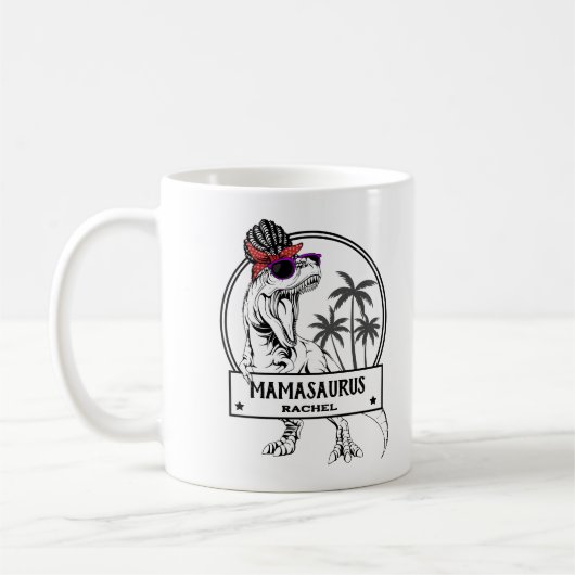 Mamasaurus Mama T rex Dino Funny Individuelle Name Kaffeetasse (Links)