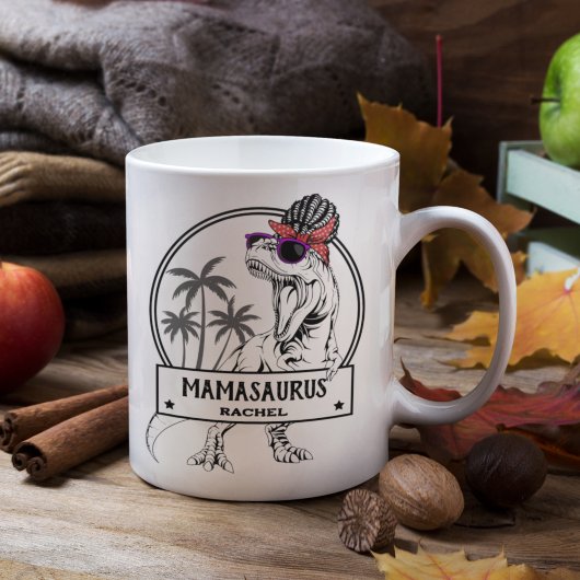 Mamasaurus Mama T rex Dino Funny Individuelle Name Kaffeetasse
