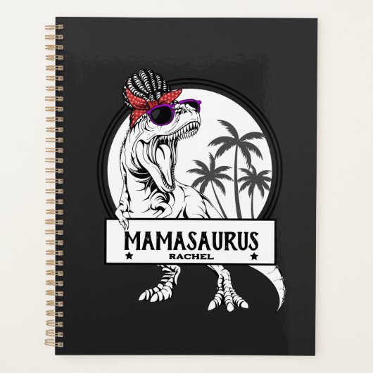 Mamasaurus Mama T rex Dino Funny Individuelle Name Planer (Vorderseite)
