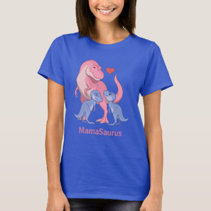 MamaSaurus Pink T-Rex Twin Blue Baby Boy Dinosauri T-Shirt