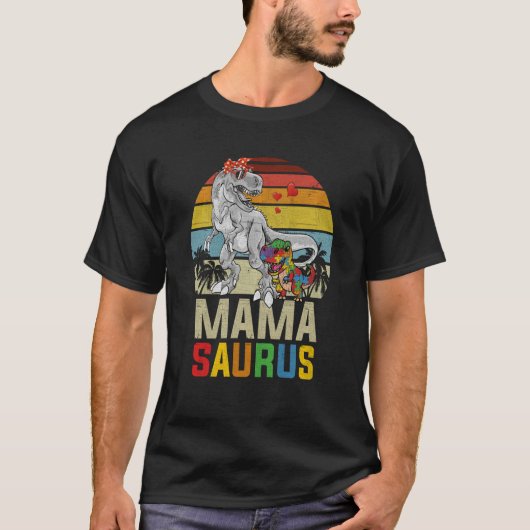 Mamasaurus Rex Dinosaur Mama Saurus Autism Awarene T-Shirt (Vorderseite)