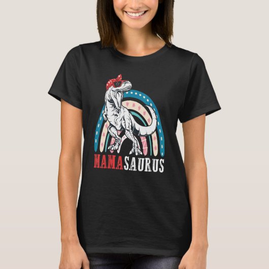 Mamasaurus Rex Dinosaur Mama Saurus Rainbow T-Shirt (Vorderseite)