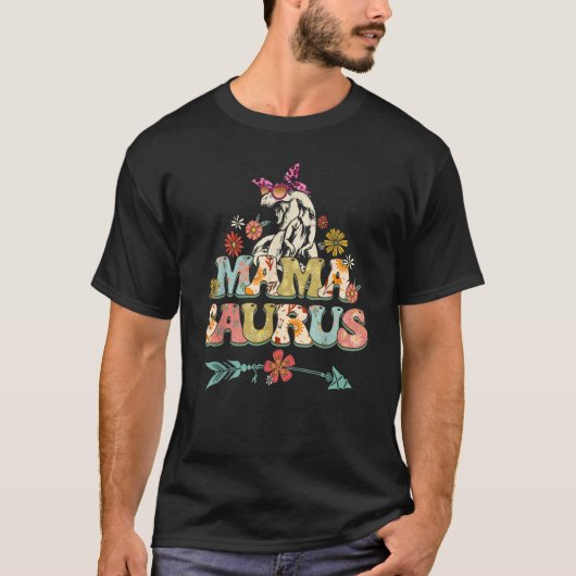 Mamasaurus Rex Mama Dinosaurier Leopard Blume Rex T-Shirt (Vorderseite)