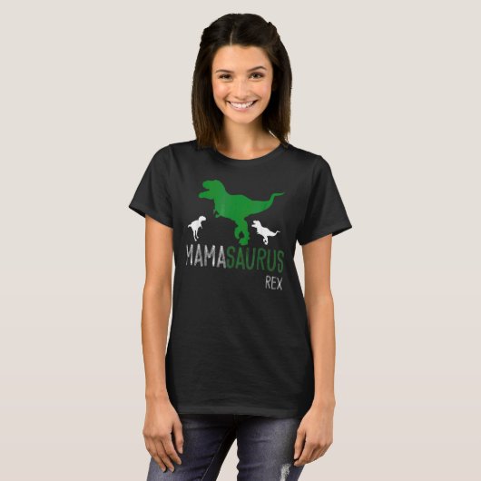Mamasaurus Rex mit 2 Kindern Niedliche Mama Dinosa T-Shirt (Vorne ganz)