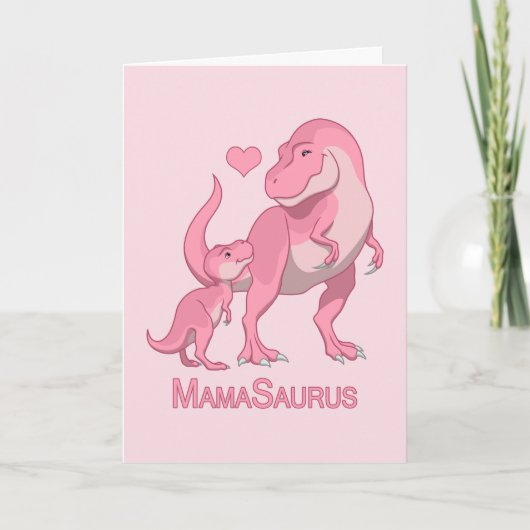 MamaSaurus T-Rex and Baby Girl Dinosaurs Ankündigung (Vorderseite)