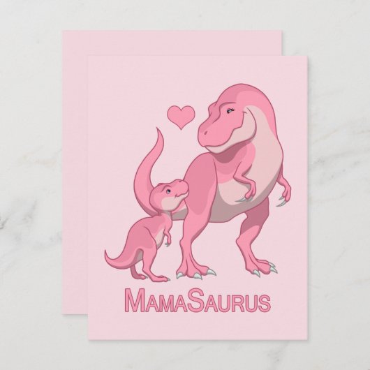 MamaSaurus T-Rex and Baby Girl Dinosaurs Ankündigung (Vorne/Hinten)