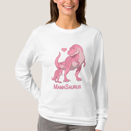 MamaSaurus T-Rex and Baby Girl Dinosaurs T-Shirt (Vorderseite)