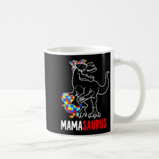 Mamasaurus T Rex Dinosaur Autismus-Bewusstsein Mam Kaffeetasse (Rechts)