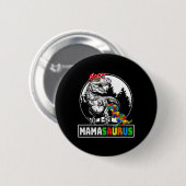 Mamasaurus T Rex Dinosaur Mama Saurus Autism Aware Button (Vorne & Hinten)