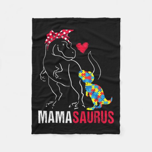 Mamasaurus T Rex Dinosaur Mama Saurus Autism Aware Fleecedecke (Vorderseite)