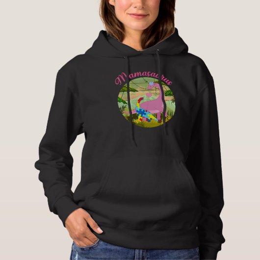 Mamasaurus T Rex Dinosaur Mama Saurus Autism Aware Hoodie (Vorderseite)