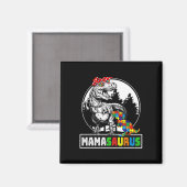 Mamasaurus T Rex Dinosaur Mama Saurus Autism Aware Magnet (Vorderseite/Rückseite)