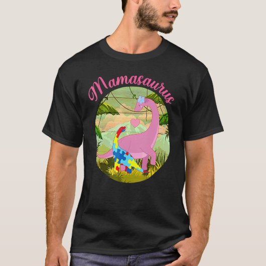 Mamasaurus T Rex Dinosaur Mama Saurus Autism Aware T-Shirt (Vorderseite)