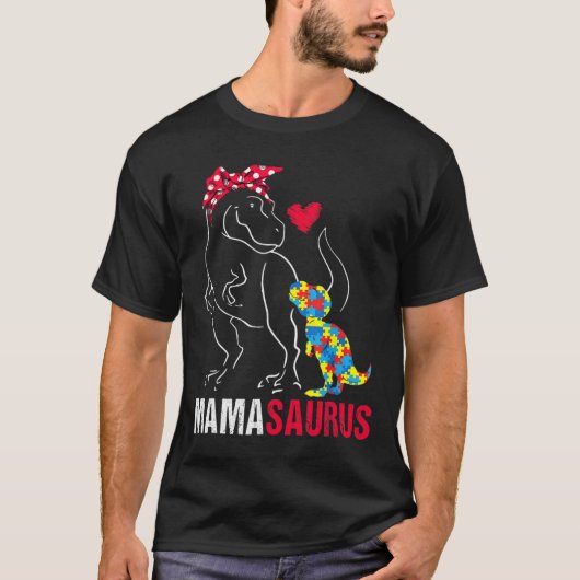 Mamasaurus T Rex Dinosaur Mama Saurus Autism Aware T-Shirt (Vorderseite)