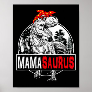 Mamasaurus T Rex Dinosaur Mama Saurus Family Match Poster