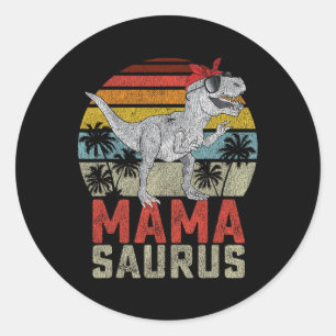 Mamasaurus T Rex Dinosaur Mama Saurus Family Match Runder Aufkleber