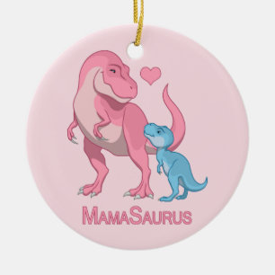 MamaSaurus T-Rex und Baby Boy Dinosaurier Keramik Ornament