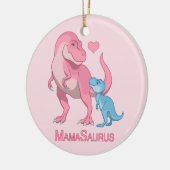MamaSaurus T-Rex und Baby Boy Dinosaurier Keramik Ornament (Links)