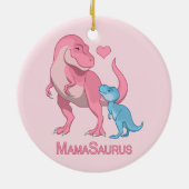 MamaSaurus T-Rex und Baby Boy Dinosaurier Keramik Ornament (Hinten)