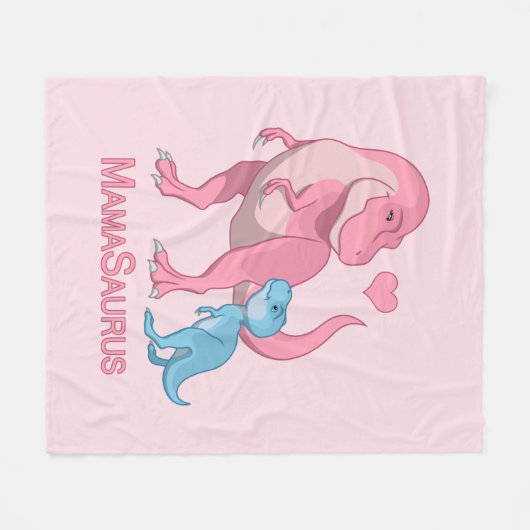 MamaSaurus T-Rex und Baby-Dinosaurier Fleecedecke (Vorderseite (Horizontal))