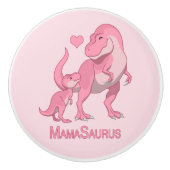 MamaSaurus T-Rex und Baby-Dinosaurier Keramikknauf (Vorderseite)