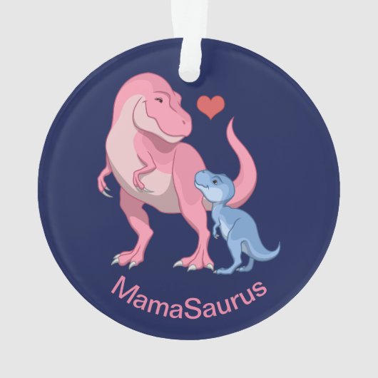 MamaSaurus T-Rex und Baby-Dinosaurier Ornament (Rückseite)