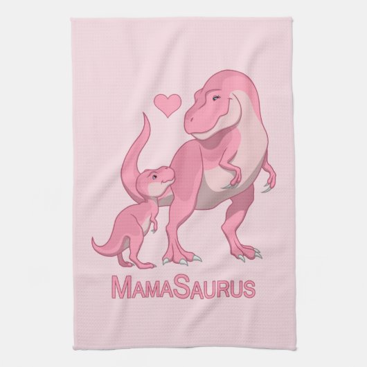 MamaSaurus T-Rex und Baby Girl Dinosaurs Handtuch (Vertikal)