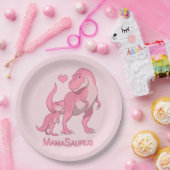 MamaSaurus T-Rex und Baby Girl Dinosaurs Pappteller (Party)