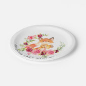 Mamau. Babyfox-Mädchen-Baby-Dusche 7" Platte Pappteller (Schrägansicht)