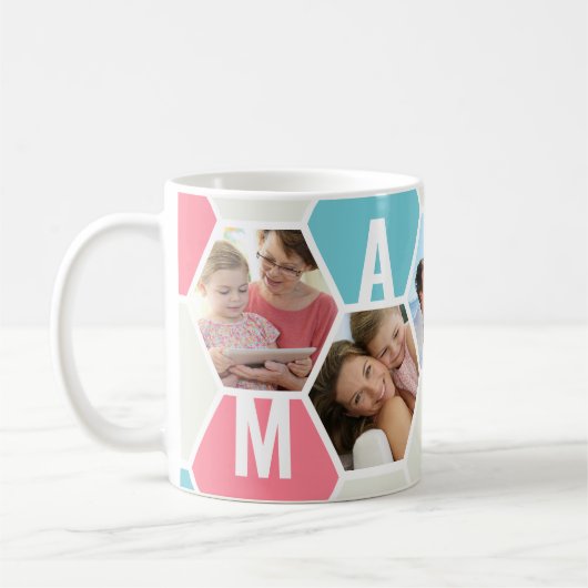 Mamaw 5 Foto bearbeitbar 5 Letter Honeycomb Kaffeetasse (Links)