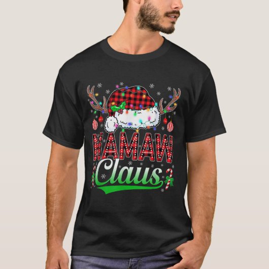 Mamaw Claus Christmas Lights Matching Family Xmas T-Shirt (Vorderseite)