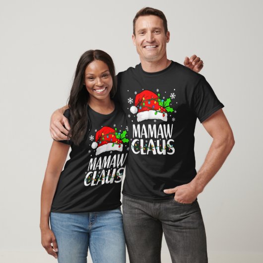 Mamaw Claus Christmas Lights Pajama Family Matchin T-Shirt (Unisex)