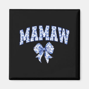 Mamaw Coquette Toile Blaues Blumen-Schleifen-Famil Magnet
