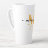Mamaw Elegant Script Monogram Sunny Yellow Milchtasse (Linke Ecke)