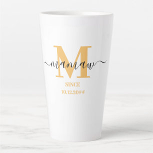 Mamaw Elegant Script Monogram Sunny Yellow  Milchtasse
