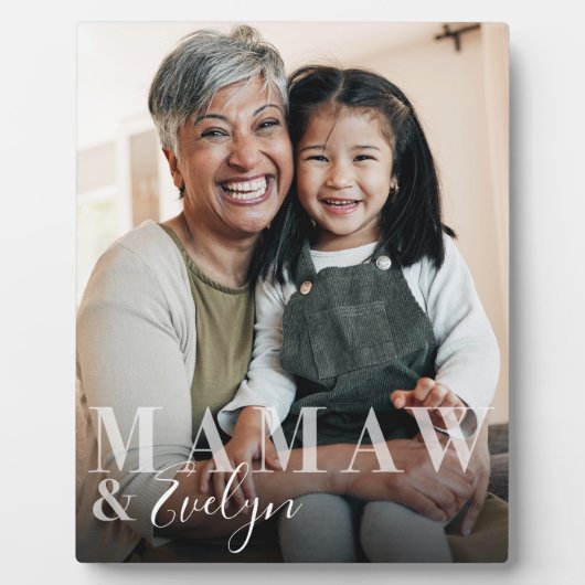 Mamaw & Grandchild Script Name Foto Keepake Fotoplatte (Vorderseite)