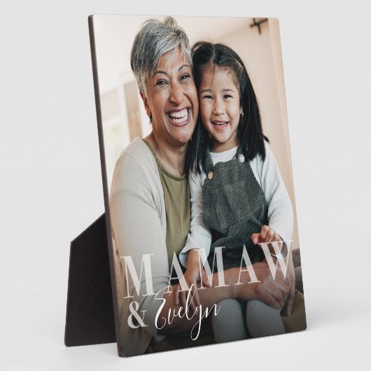 Mamaw & Grandchild Script Name Foto Keepake Fotoplatte (Seite)