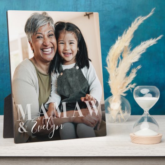 Mamaw & Grandchild Script Name Foto Keepake Fotoplatte (Seite)