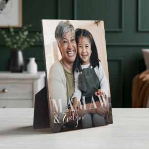 Mamaw & Grandchild Script Name Foto Keepake Fotoplatte