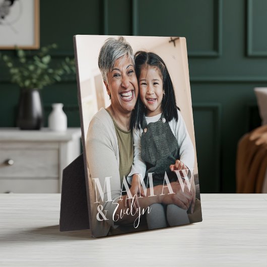 Mamaw & Grandchild Script Name Foto Keepake Fotoplatte