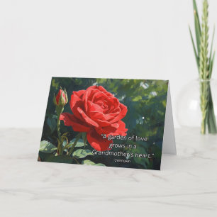 Mamaw Großelterntag Rote Rose und Garten Zitat Karte