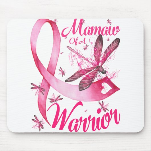 Mamaw of a Warrior Dragonfly Brustkrebs Mousepad (Vorne)