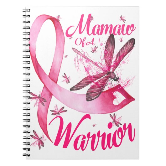 Mamaw of a Warrior Dragonfly Brustkrebs Notizblock (Vorderseite)
